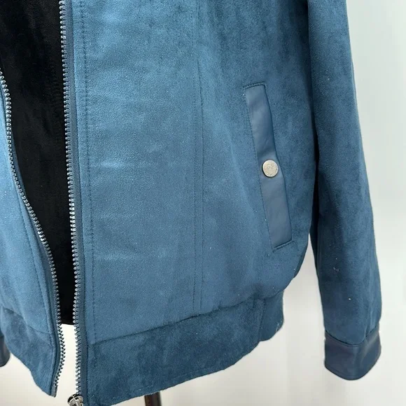 Italian Leather jacket by Superlative Fashion Moto Jacket Medium/ Large Blue - Picture 5 of 9
